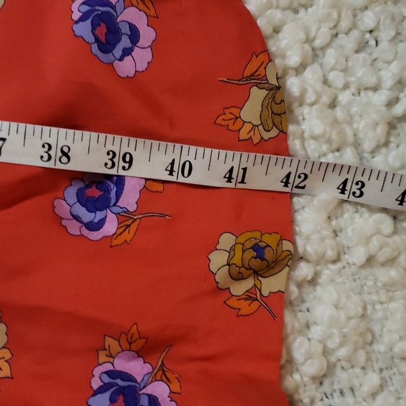 Vintage 80s lori ann red floral dress w/peter pan collar small - Picture 9 of 9